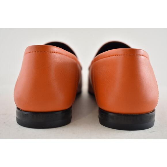 Gucci Brixton Collapsible Deep Orange Leather Horsebit Slipper Flat Loafer 36 - Picture 15 of 16